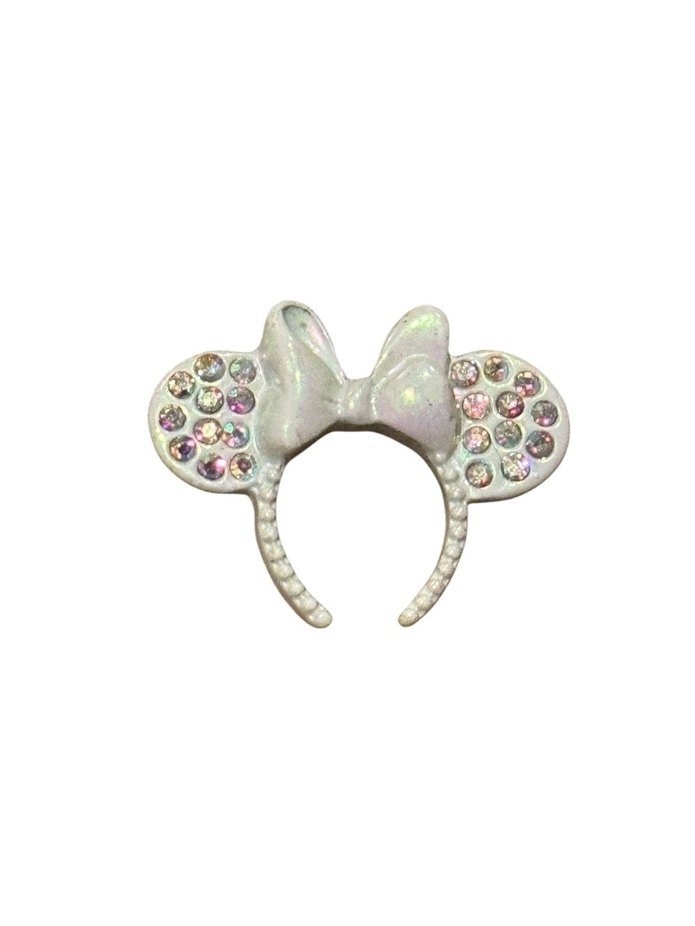Disney Parks Official Minnie Mouse White Bow Iridescent Rhinestone Earrings - Picture 2 of 3